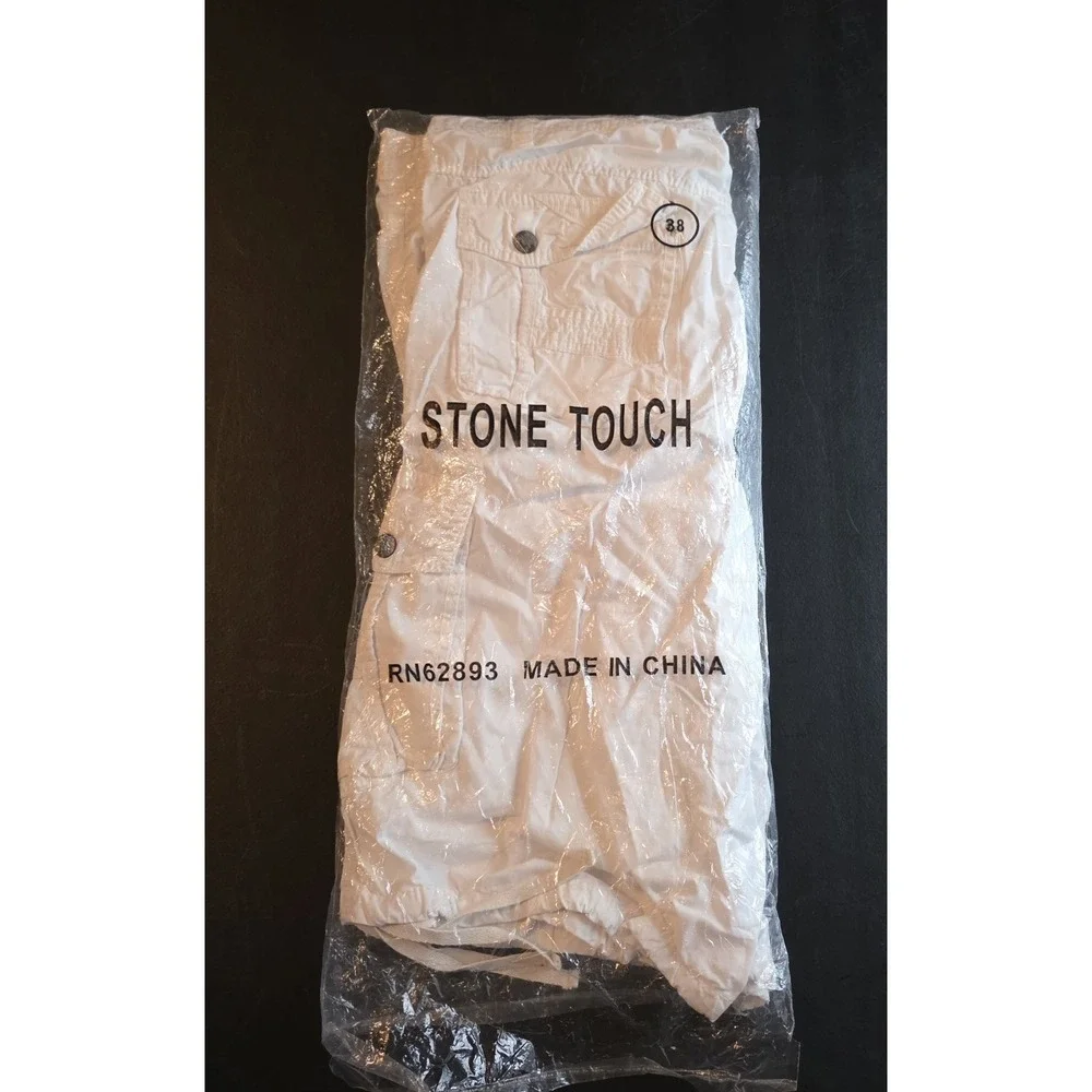 Vintage Stone Touch Cargo Shorts Skater Baggy Combat White Grunge Long 38 NWT